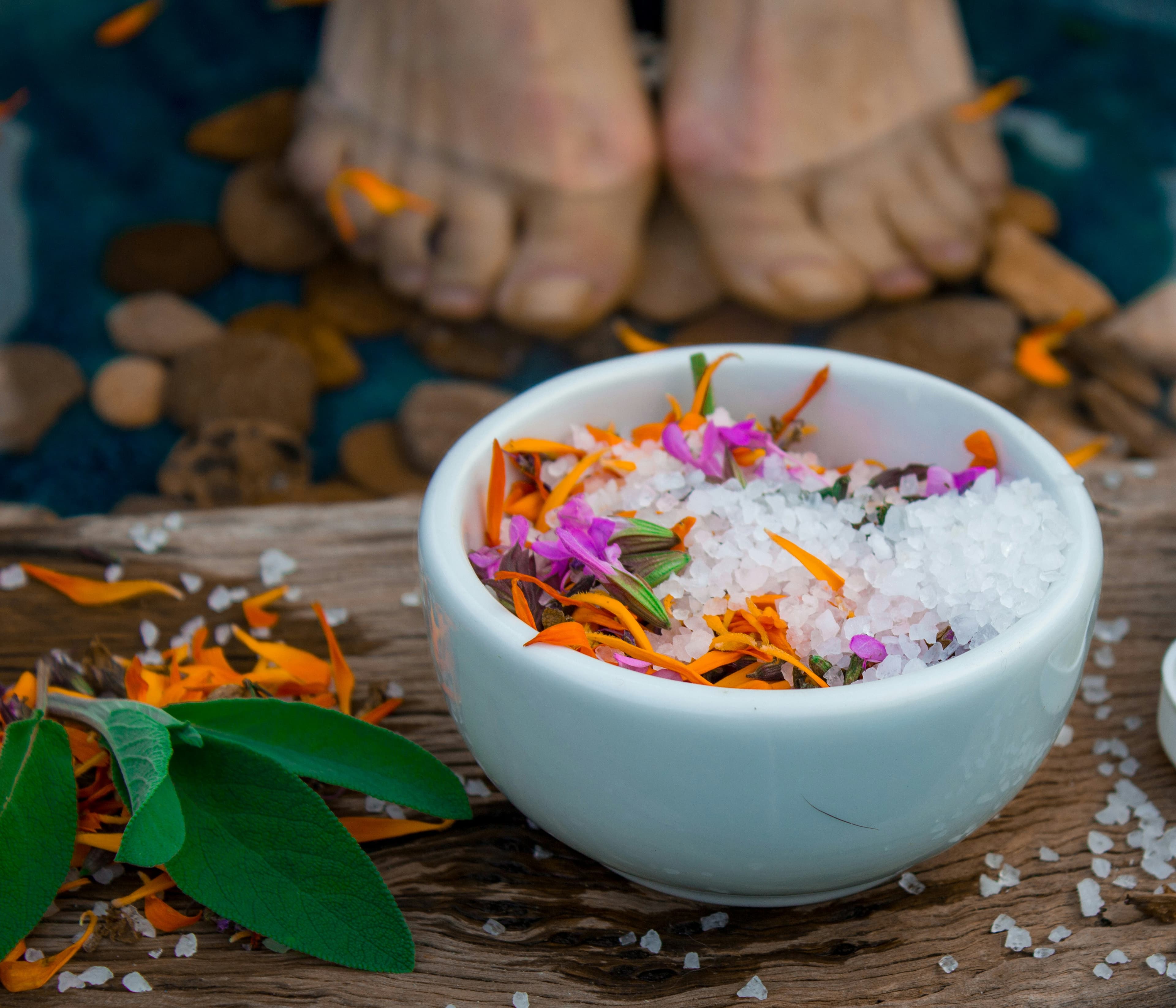 Natural healing spa with herbs and wellness elements